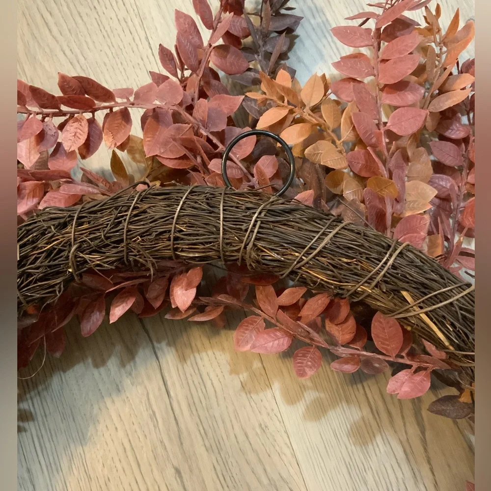 Autumn Leaf Wreath - Brown and Tan and mauve 30 in